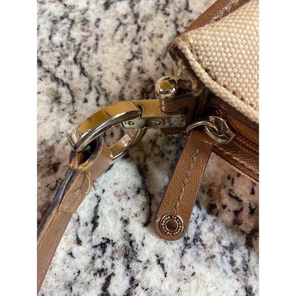 Liz Claiborne Shoulder Bag Beige Brown  Jute Cotton Blend Minimalist Preppy - Picture 8 of 10